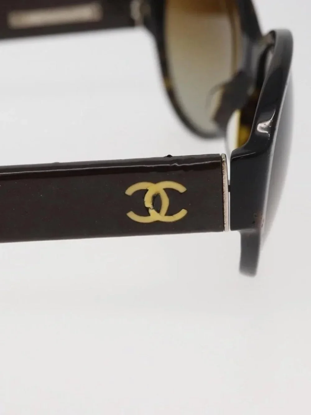 CHANEL Sunglasses plastic Brown CC Auth BA12849